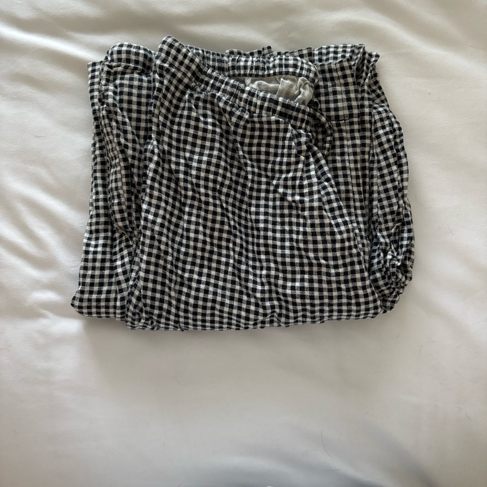 Black and White Checkered Women's Linen Pants